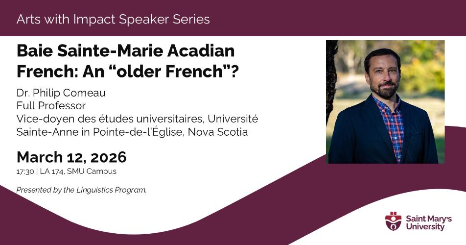 An event poster with photo of Dr. Philip Comeau